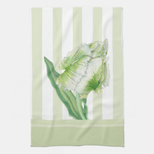 Green Cream Tulip Kitchen Towel Theedoek