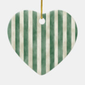 Green Cream White Stripes Gold Ribbon Christmas Keramisch Ornament (Achterkant)