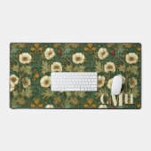 Green Cream William Morris Floral Monogram Bureaumat (Keyboard & Muis)
