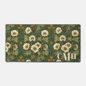 Green Cream William Morris Floral Monogram Bureaumat (Voorkant)