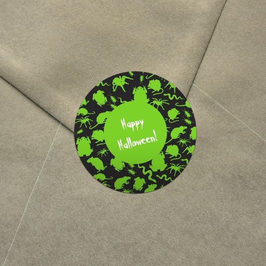 Green Creepy Crawly Critters Rats Horror Pattern Ronde Sticker