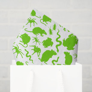 Green Creepy Crawly Critters Rats Horror Pattern Tissuepapier