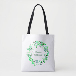 Green Crest Aangepaste naam Bruiloften Bruidsmeisj Tote Bag