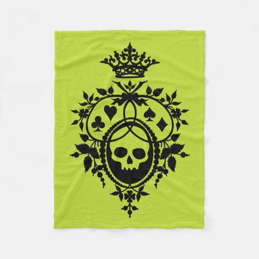 Green Crest met Skull en Cardsuit Fleece Blanke Deken (Voorkant)