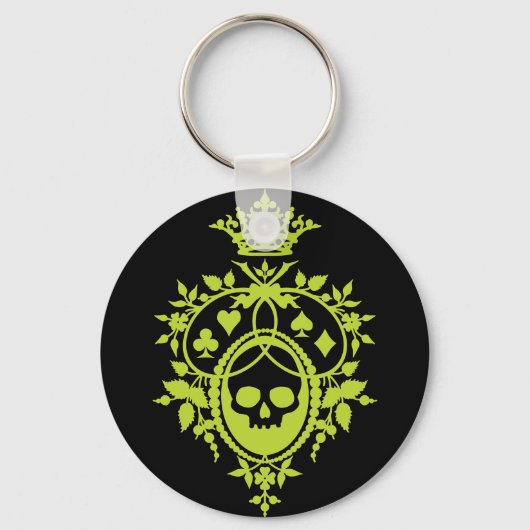 Green Crest met Skull en Cardsuit Sleutelhanger (Voorkant)