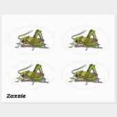Green Cricket Insect Ovale Sticker (Vel)