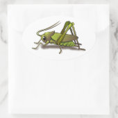 Green Cricket Insect Ovale Sticker (Tas)