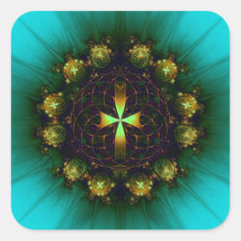 Green Cross Mandala Vierkante Sticker