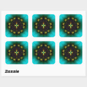 Green Cross Mandala Vierkante Sticker (Vel)