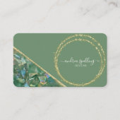 Green Crystal Quartz Gold Glitter Visitekaartjes (Voorkant)