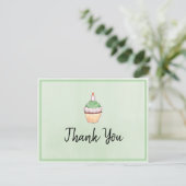 Green Cupcake Birthday Bedankt Briefkaart (Staand voorkant)