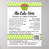 Green Cupcake & Polka Dot, Cake Store Advertising Poster (Voorkant)