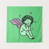 Green Cupid Tapestry – Romantische wandkunst Wandkleed (Voorkant)