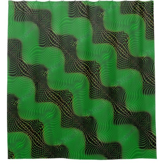 Green curve and clear points on dark background douchegordijn (Voorkant)