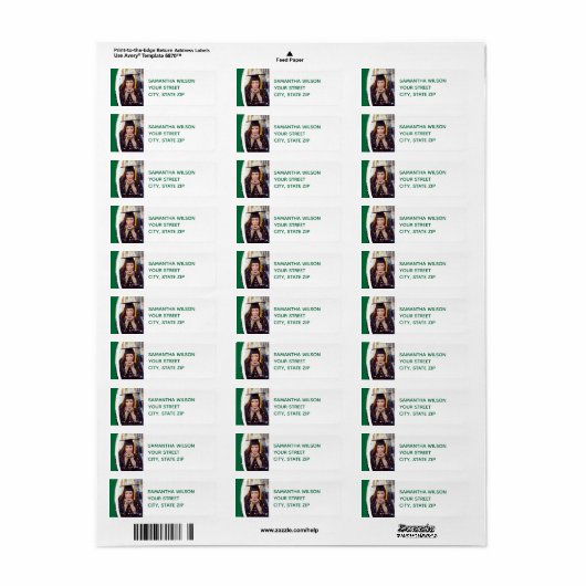 Green Curved Lijst Photo Afstuderen Label (Full Sheet)