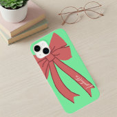 Green Custody with Red Wine Bow and Personalized Case-Mate iPhone Case