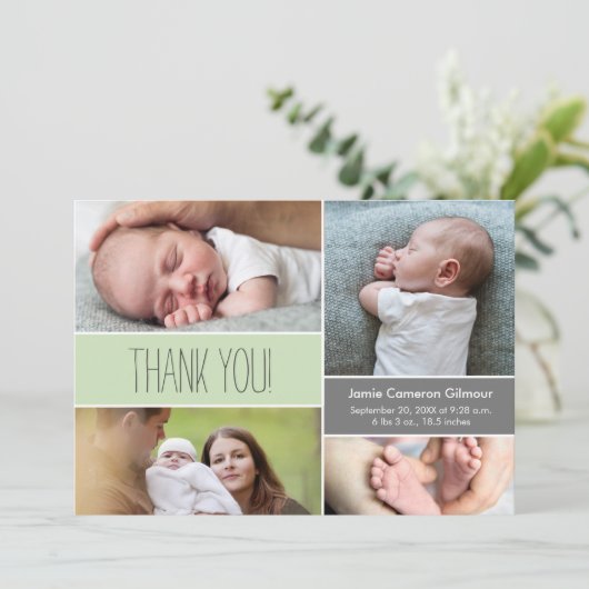 Green Custom Afbeeldingen Baby shower Dank u Bedankkaart (Staand voorkant)