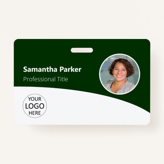 Green Custom Employee Photo, Logo, Barcode Badge (Voorkant)