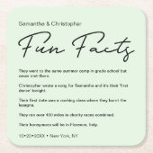 Green Custom meerdere leuke feitenlijst Trouwen Kartonnen Onderzetters (Voorkant)