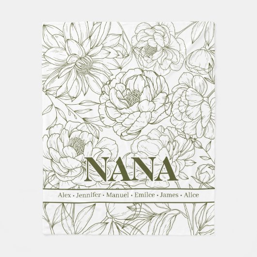 Green Custom NANA Names Fleece Deken (Voorkant)