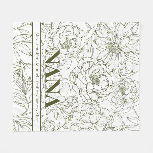 Green Custom NANA Names Fleece Deken (Voorkant (Horizontaal))