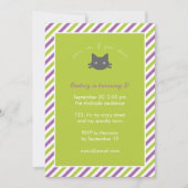 Green Cute Black Cat Kinder Halloween Birthday Kaart (Voorkant)