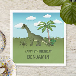 Green Cute Brachiosaurus Dinosaur Kind Birthday Servet