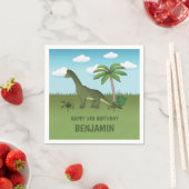 Green Cute Brachiosaurus Dinosaur Kind Birthday Servet (Insitu)