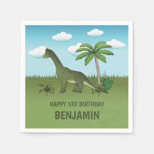 Green Cute Brachiosaurus Dinosaur Kind Birthday Servet