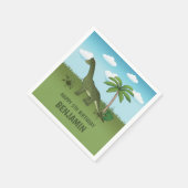 Green Cute Brachiosaurus Dinosaur Kind Birthday Servet (Hoek)