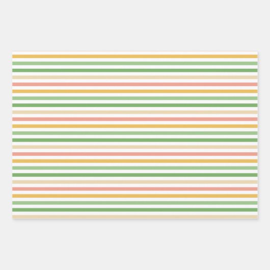 Green Cute Bunnies Stripes Neutral Baby shower Inpakpapier Vel (Voorkant 2)