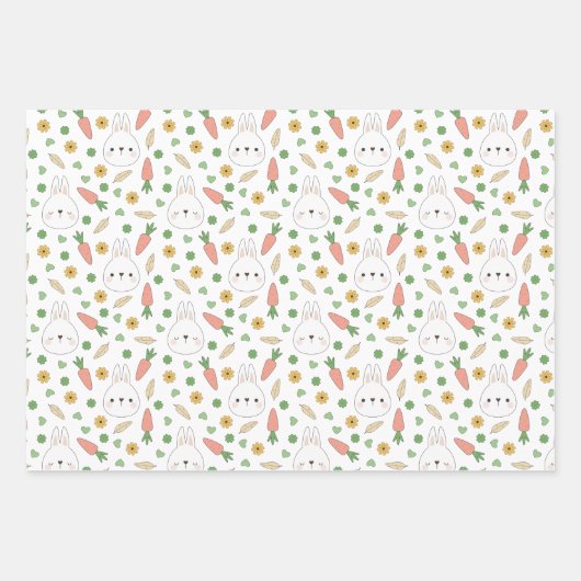 Green Cute Bunnies Stripes Neutral Baby shower Inpakpapier Vel (Voorkant)