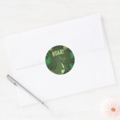 Green Cute Cartoon T-rex Dinosaur met roertekst Ronde Sticker (Envelop)
