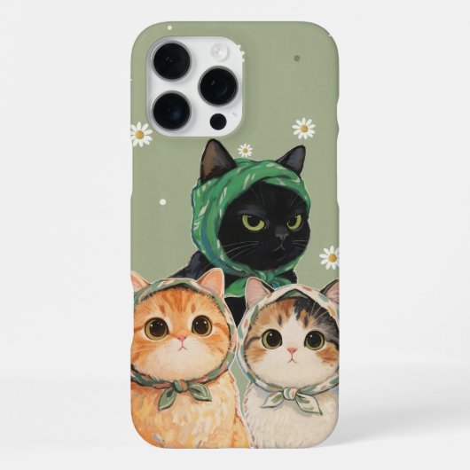 Green Cute Cat Phone Case Kawaii Kitten Aesthetic iPhone Hoesje (Achterkant)