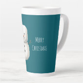 Green Cute Christmas Snowman Latte Mok (Rechterhoek)
