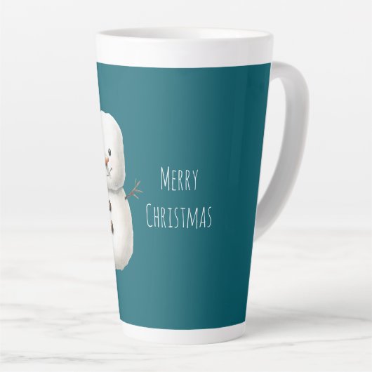 Green Cute Christmas Snowman Latte Mok (Rechterhoek)