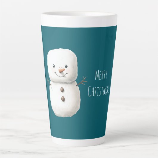 Green Cute Christmas Snowman Latte Mok (Voorkant)