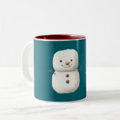 Green Cute Christmas Snowman Tweekleurige Koffiemok (Voorkant links)