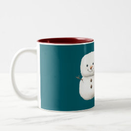 Green Cute Christmas Snowman Tweekleurige Koffiemok