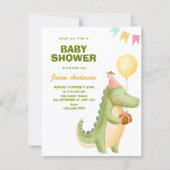 Green cute crocodile baby shower kaart (Voorkant)