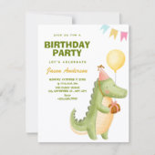 Green cute crocodile birthday kaart (Voorkant)