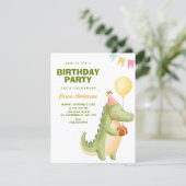 Green cute crocodile birthday kaart (Staand voorkant)