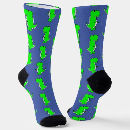 Green Cute Dino White Blue Sokken (Gebogen)
