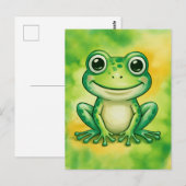 Green cute frog briefkaart (Voorkant / Achterkant)