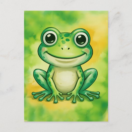 Green cute frog briefkaart (Voorkant)