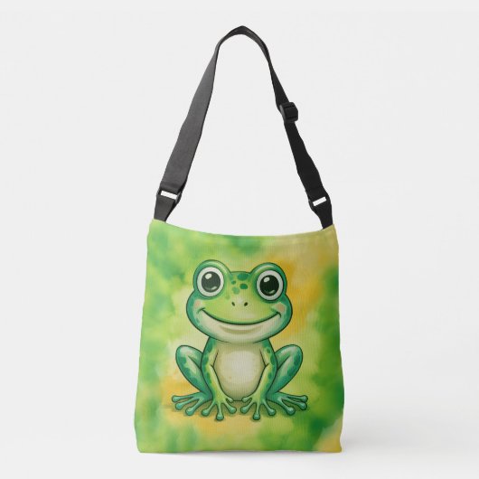 Green cute frog crossbody tas (Voorkant)