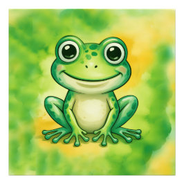 Green cute frog foto afdruk