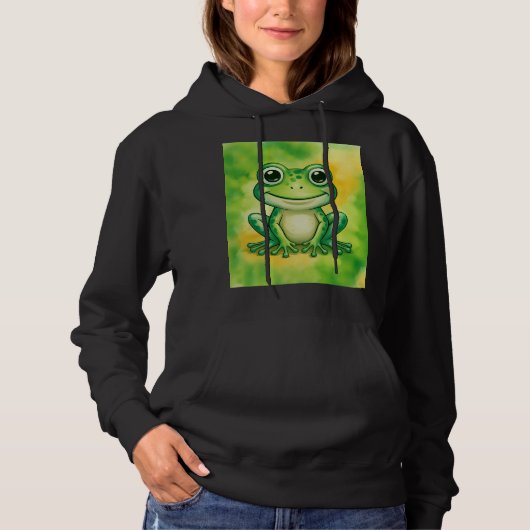 Green cute frog hoodie (Voorkant)