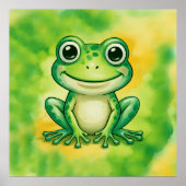 Green cute frog poster (Voorkant)