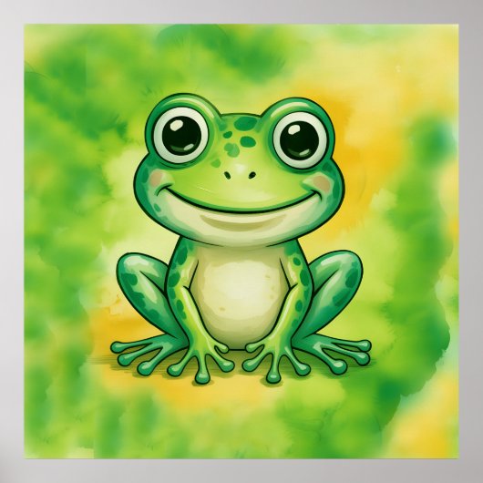 Green cute frog poster (Voorkant)